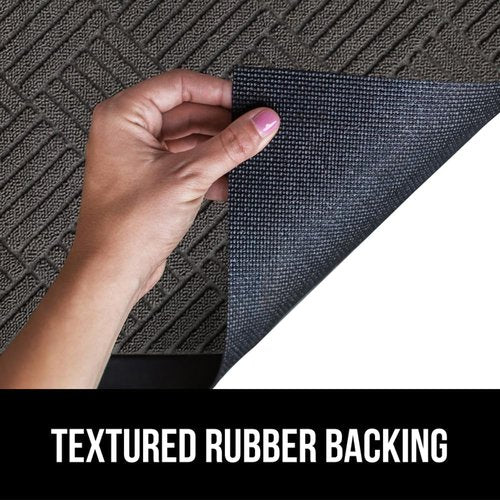 GORILLA GRIP Waterproof All-Season WeatherMAX Doormat - 60x24 Natural Rubber, Stain & Fade Resistant, Easy Clean, Gray Diamond