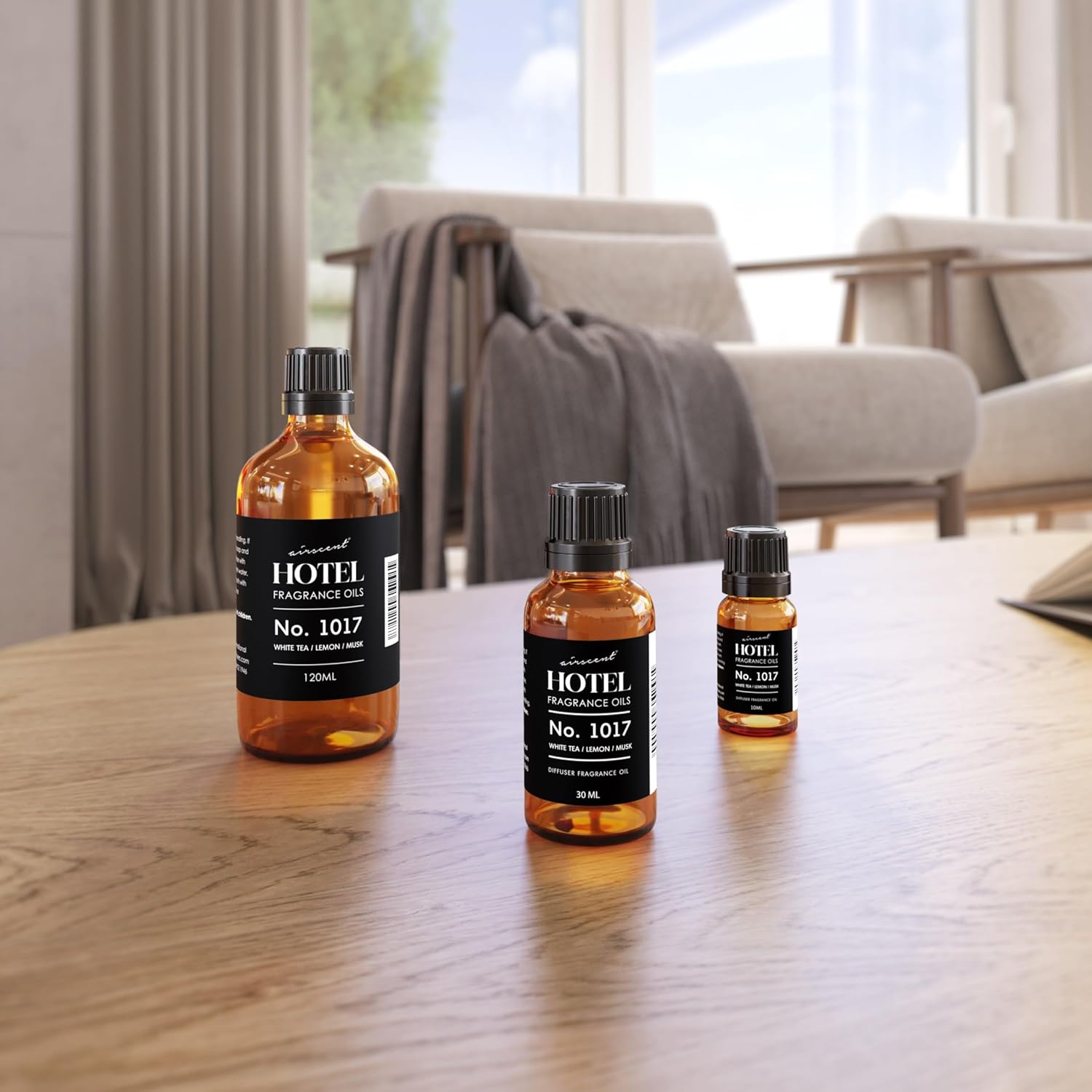 AirScent Hotel Diffuser Oil No. 1017 - White Tea Lemon Cedar Wood - Premium Fragrance for Diffusers | 10 mL Glass Bottle