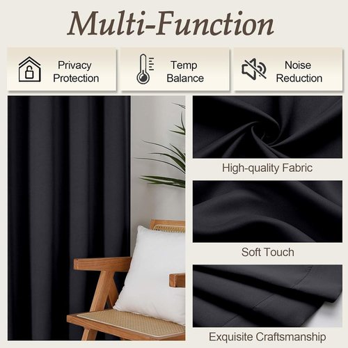 Gwine Blackout Curtains - Thermal Insulated Light Blocking Drapes | 63 Inch Length, 2 Panels, W40 x L63