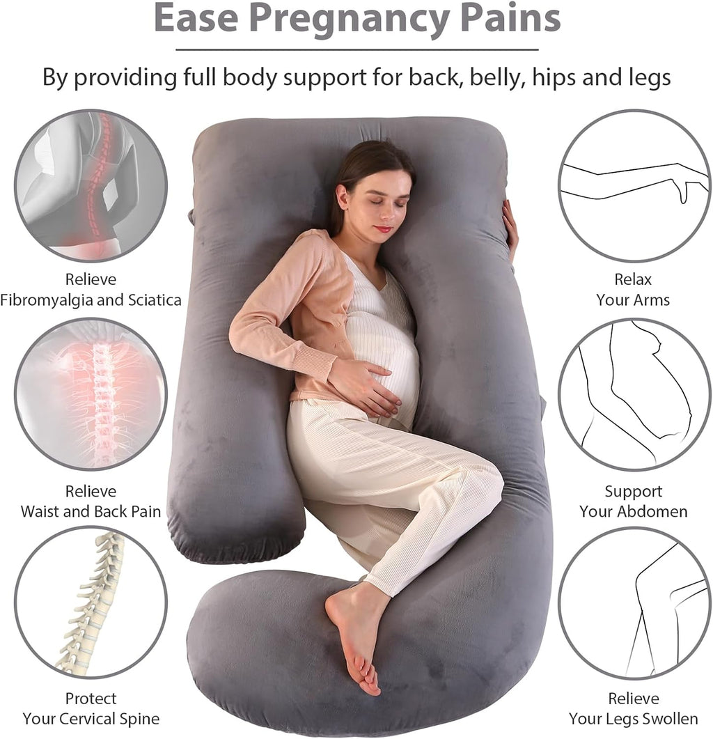 Victostar Pregnancy Pillow - 57-Inch U-Shaped Maternity Pillow for Full Body Support | Removable Cover