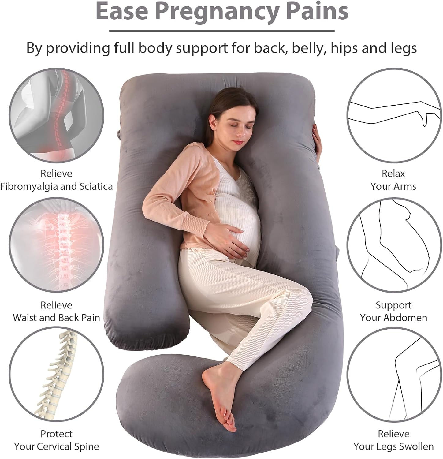 Victostar Pregnancy Pillow - 57-Inch U-Shaped Maternity Pillow for Full Body Support | Removable Cover