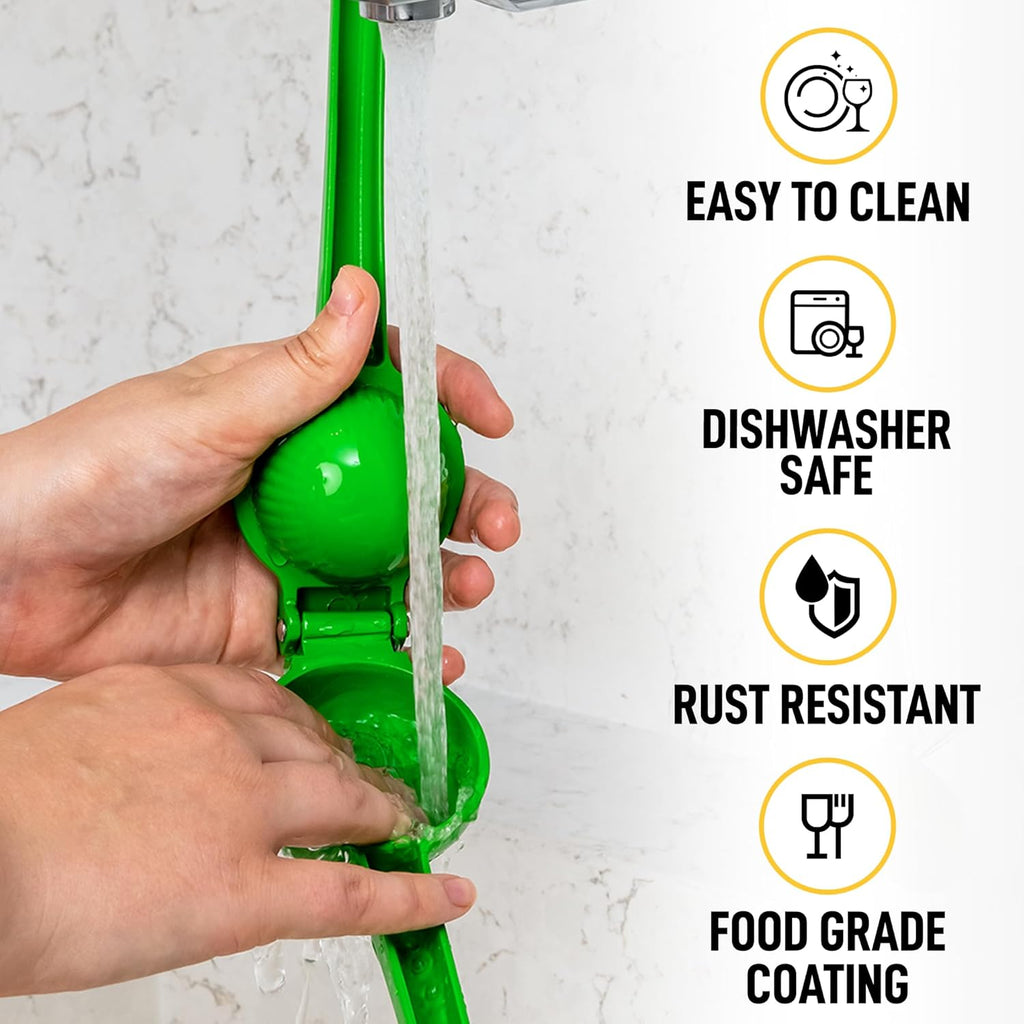 Zulay Metal Lime Squeezer - Heavy-Duty Citrus Juicer for Maximum Juice Extraction - Ergonomic Green Design