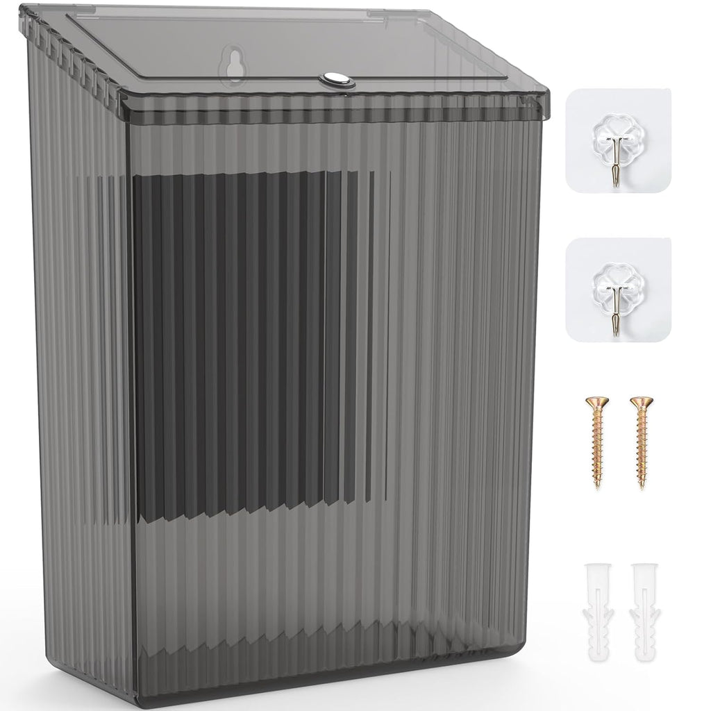 Sealegend Magnetic Slim Trash Can - Versatile Wastebasket with Lid for Kitchen & Bathroom Organization | Black