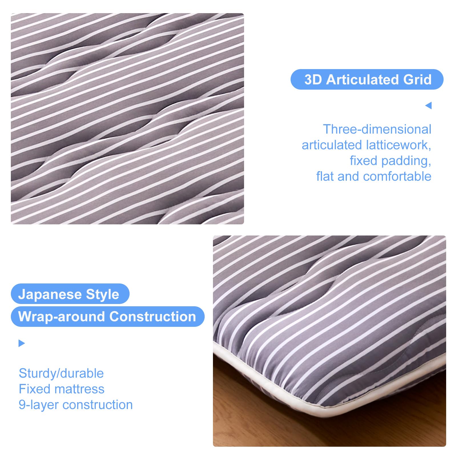 jzbearapt Premium Foam Japanese Floor Mattress Futon Mattress,100% High Density Comfortable Foam,Thicken Tatami Mat Sleeping Pad,Portable Kids Adults Sleeping Mats for Guest Room, Dormitory