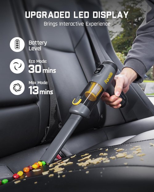 Fanttik Slim V9 Car Vacuum - 4 in 1 Handheld Air Duster with 12000PA Suction Power | Cordless Mini Vacuum for Car & Office