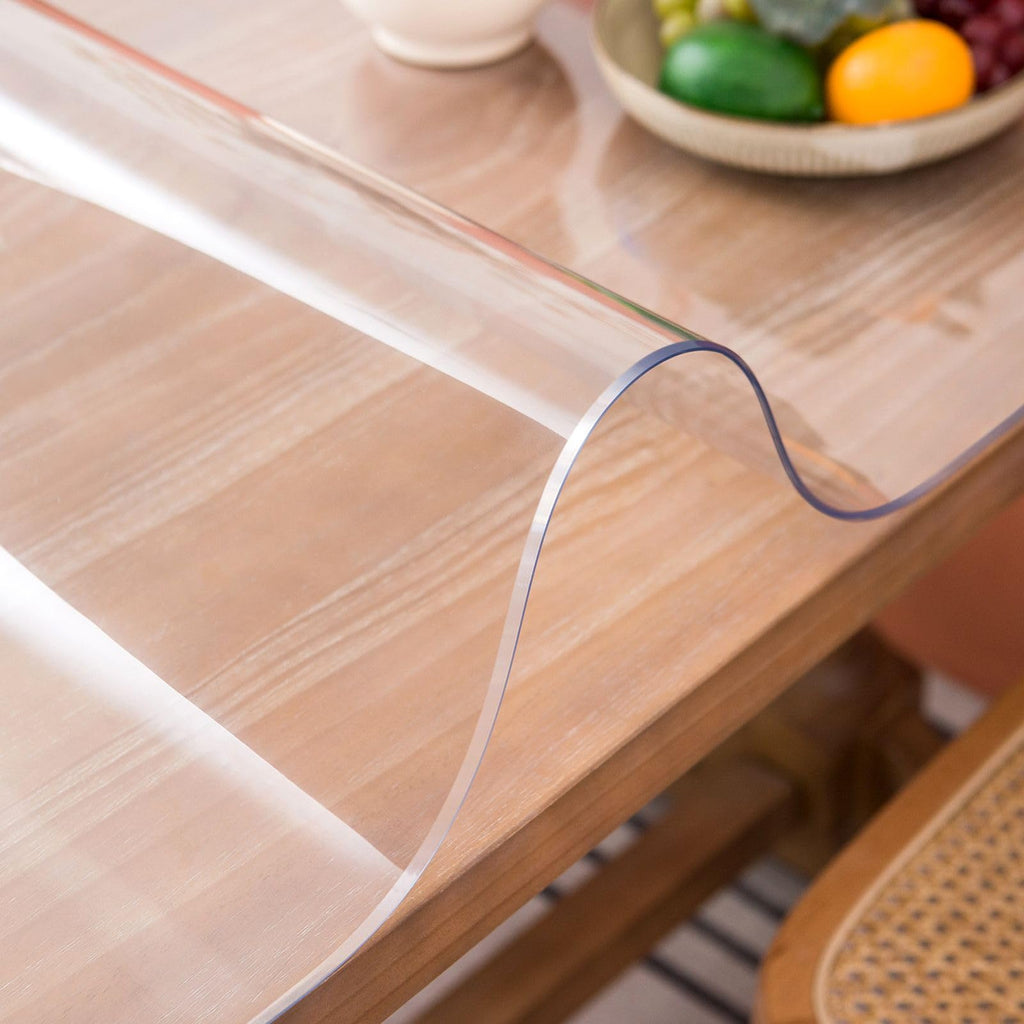 Whirltique Clear Table Cover Protector, 60 x 108 Inch Table Protector for Dining Room Table, 1.5mm Thick Clear Plastic Table Cover, Pad Mat for Kitchen, Writing Desk Pad for Desktop