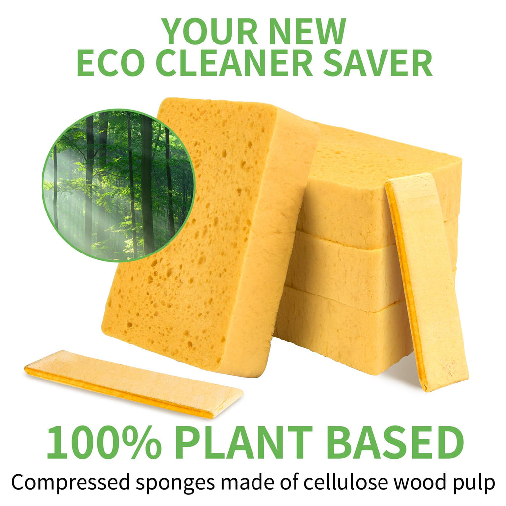 4 Pack Compostable Thicker Pop-Up Sponges - Expanding, Non-Scratch, Plant-Based Dish Cellulose Sponges Car Wash Sponge