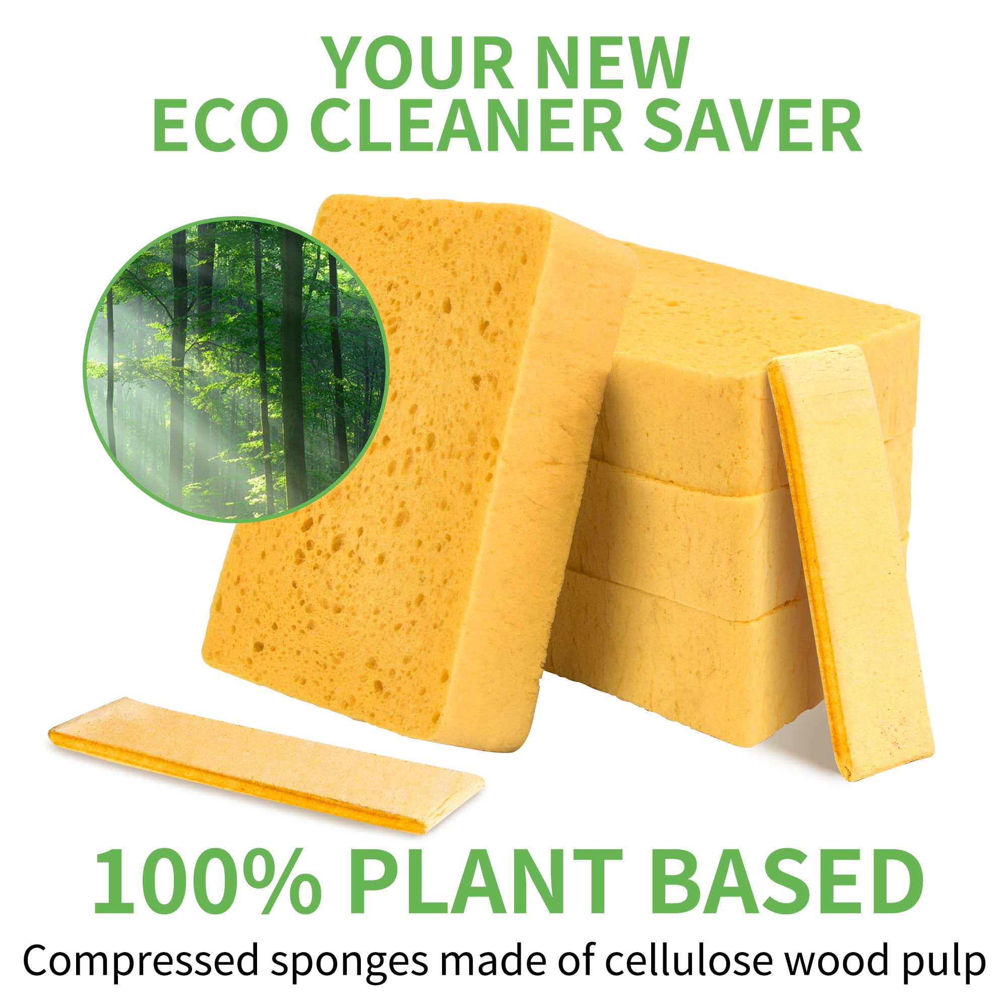 4 Pack Compostable Thicker Pop-Up Sponges - Expanding, Non-Scratch, Plant-Based Dish Cellulose Sponges Car Wash Sponge