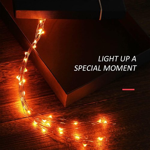 Ariceleo Mini Halloween Fairy Lights - 2 Pack Copper Wire LED String Lights | 16ft Orange for Bedroom & Party Decor