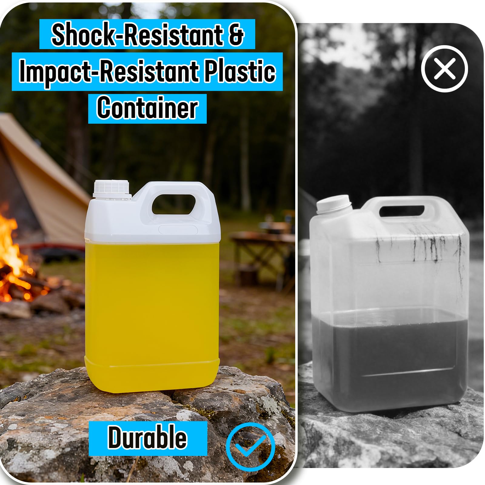 DEMORA 1 Gallon Water Jug, Water Oil Storage Containers Graduated Heavy Duty Liquid Containers with Lids for Kitchen Automotive Travel, Easy to Carry, Food Grade HDPE, BPA Free (Translucent, 2 Pcs)