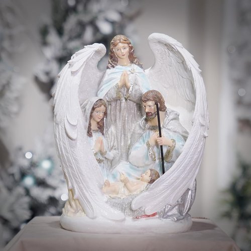 Braxio Christmas Decorations - Indoor Nativity Angel Set | Holy Family Tabletop Scene 10x6.5x12.4 Inch