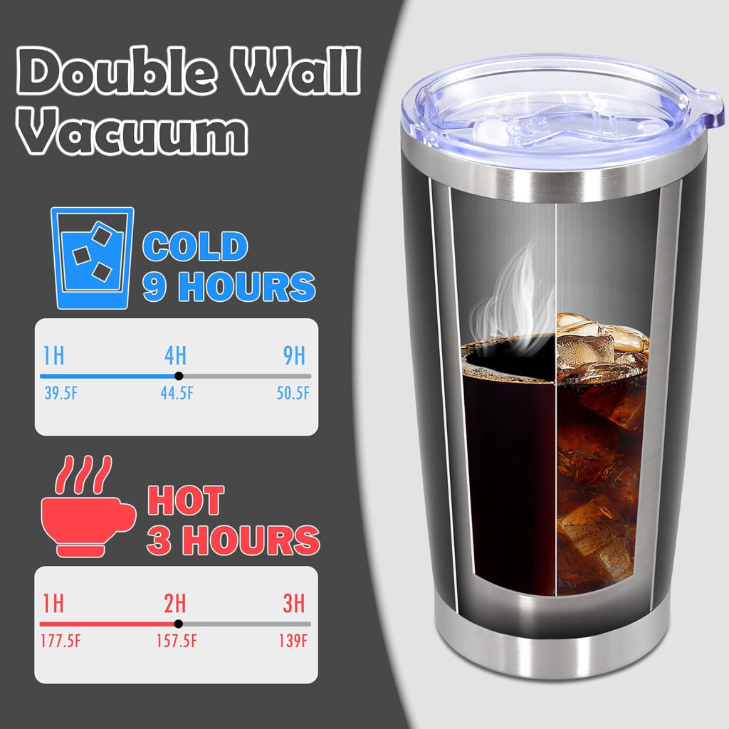 Skiennix 20oz Stainless Steel Tumbler Set - Vacuum Insulated Travel Mugs for Hot & Cold Drinks | Black, 8 Pack