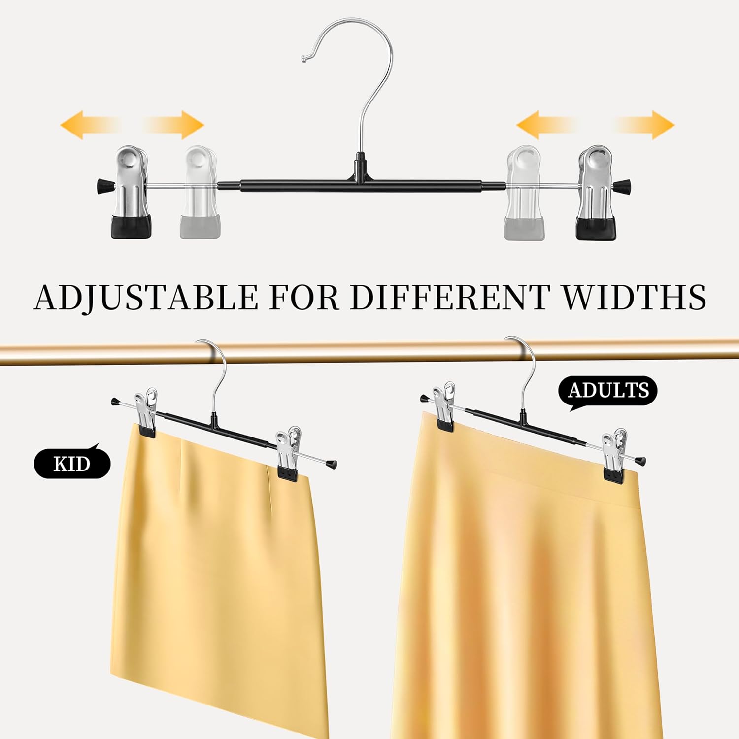 Skiennix 20 Pack Heavy-Duty Pants Hangers - Non-Slip Clips for Jeans & Skirts | Space-Saving Design