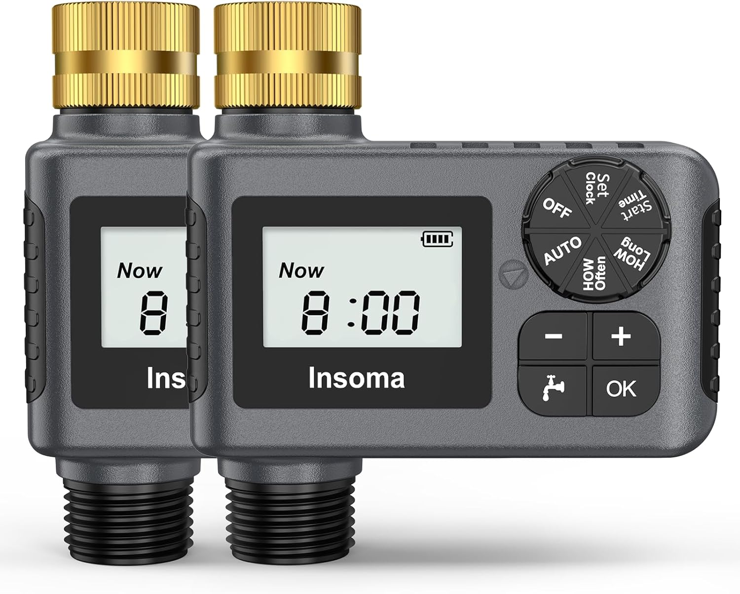 Skiennix Water Timer - 2 PCS Brass Inlet Sprinkler Timer with Rain Delay & Automatic Drip Irrigation System