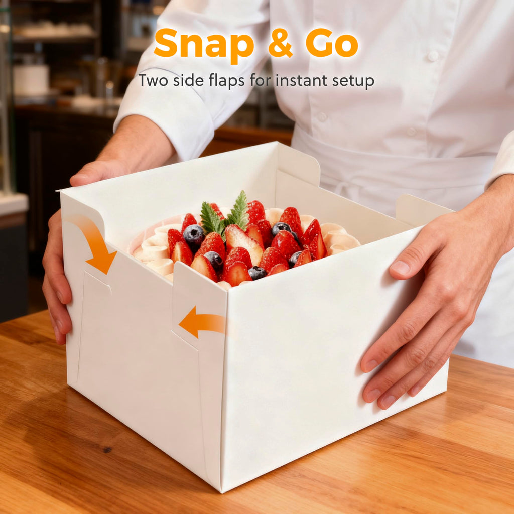 3 Pack Cake Boxes,10x10x8 Inch Tall Cake Box with Cake Boards 10",Disposable Cake Containers with Lids,White Bakery Boxes with Large Window,for Layer Cakes,Pies,Donuts,Cookies,Wedding,Birthday,Party