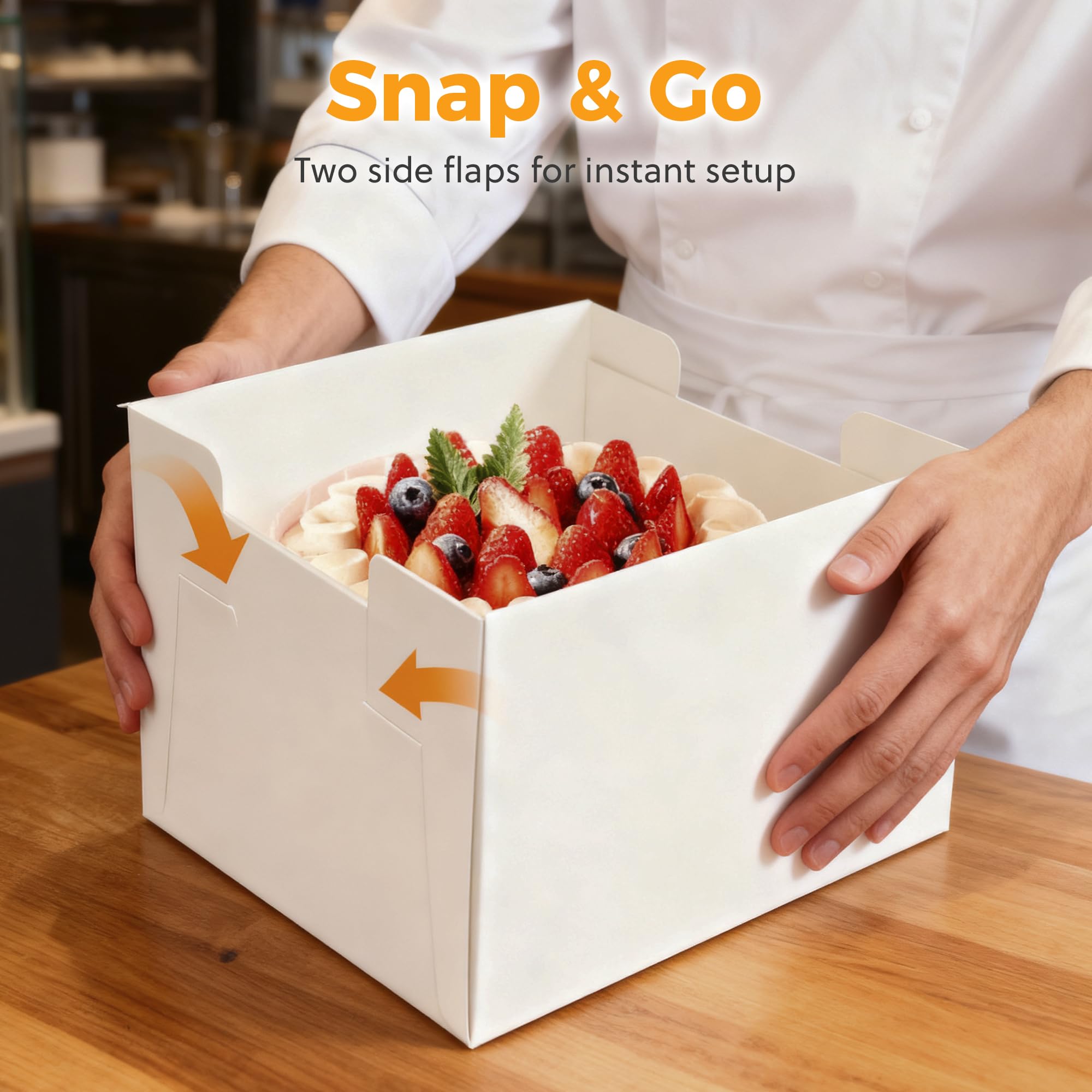 3 Pack Cake Boxes,10x10x8 Inch Tall Cake Box with Cake Boards 10",Disposable Cake Containers with Lids,White Bakery Boxes with Large Window,for Layer Cakes,Pies,Donuts,Cookies,Wedding,Birthday,Party