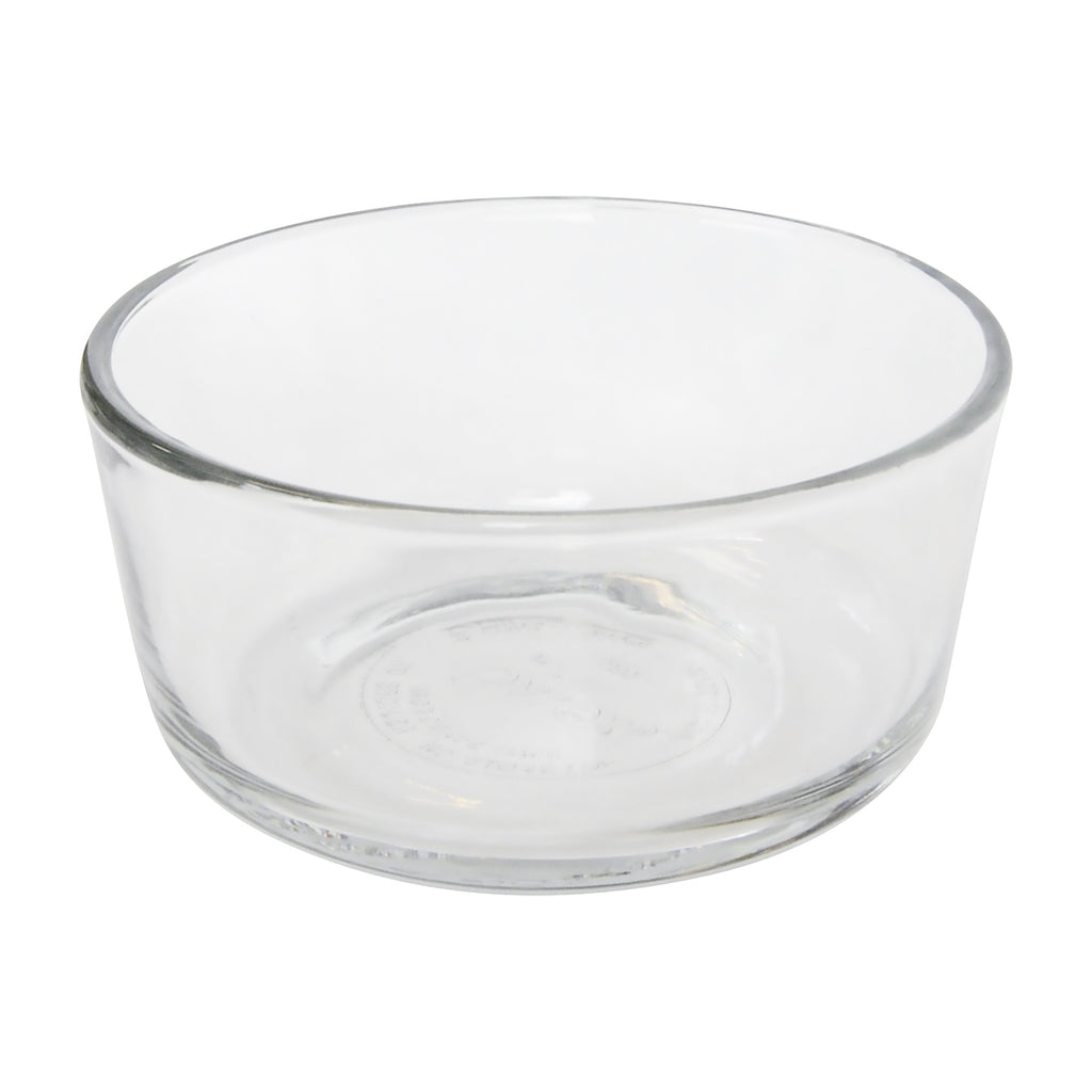Pyrex 7200 2 Cup Glass Bowls & 7200-PC Sleek Silver Food Storage Replacement Lids (4-Pack) - Made in USA