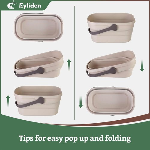 Eyliden Collapsible Bucket, Bucket for Cleaning Mop, 10L(2.6Gallon) Multiuse Foldable Water Pail, Portable Handy Basket for Cleaning Mop, Camping, Tailgating and More