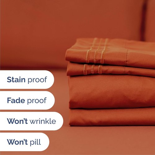 Cal King Size 4-Piece Sheet Set - Comfy Cooling Bed Sheets | Luxury Hotel Quality - Soft, Deep Pockets, Wrinkle-Free - Oeko-Tex Certified - Terracotta