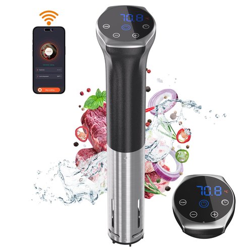 Upesitom Sous Vide Machine 1100W Upgraded WIFI Sous Vide Cooker Ultra-quiet Working Cooker Immersion Circulator with Recipes(App Included), Accurate Temperature, Digital Timer, IPX7 Waterproof