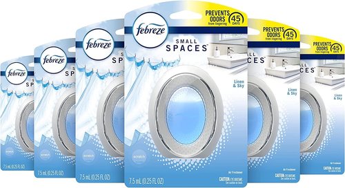 Febreze Small Spaces Air Freshener - Linen & Sky Scent | Pack of 6 for Long-Lasting Freshness