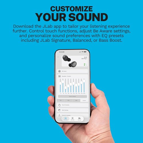 JLab Go Air Pop+ True Wireless Earbuds - 35H Playtime, Bluetooth with Microphone, USB-C Charging, Black