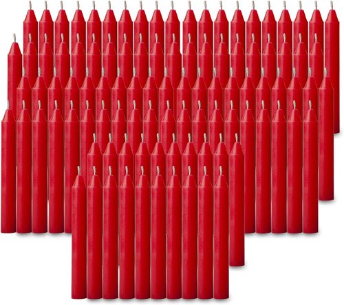 Bulk Red Candles by [Brand Name] - 100 Pcs for Christmas Tree Decor - 4 Inch x 1/2 Inch, 1.5 Hour Burn Time