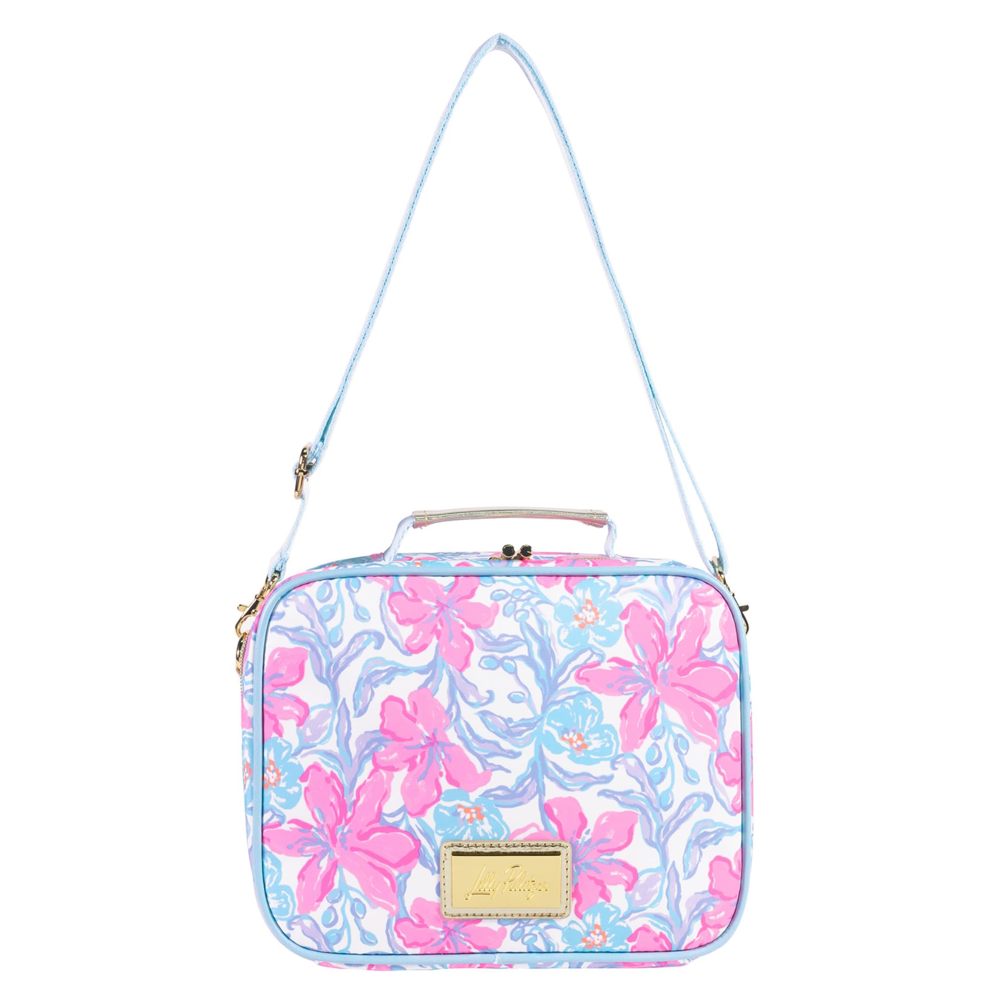 Lilly Pulitzer Insulated Lunch Box for Women, Cute Lunch Cooler Bag with Adjustable/Removable Shoulder Strap (Beachside Haven)