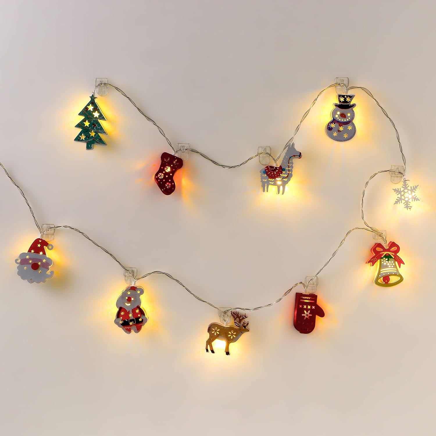 MOVELYST Mini Clear Light Clips - 100 Damage-Free Indoor Wall Hooks with 120 Adhesive Strips for Easy Christmas Decoration