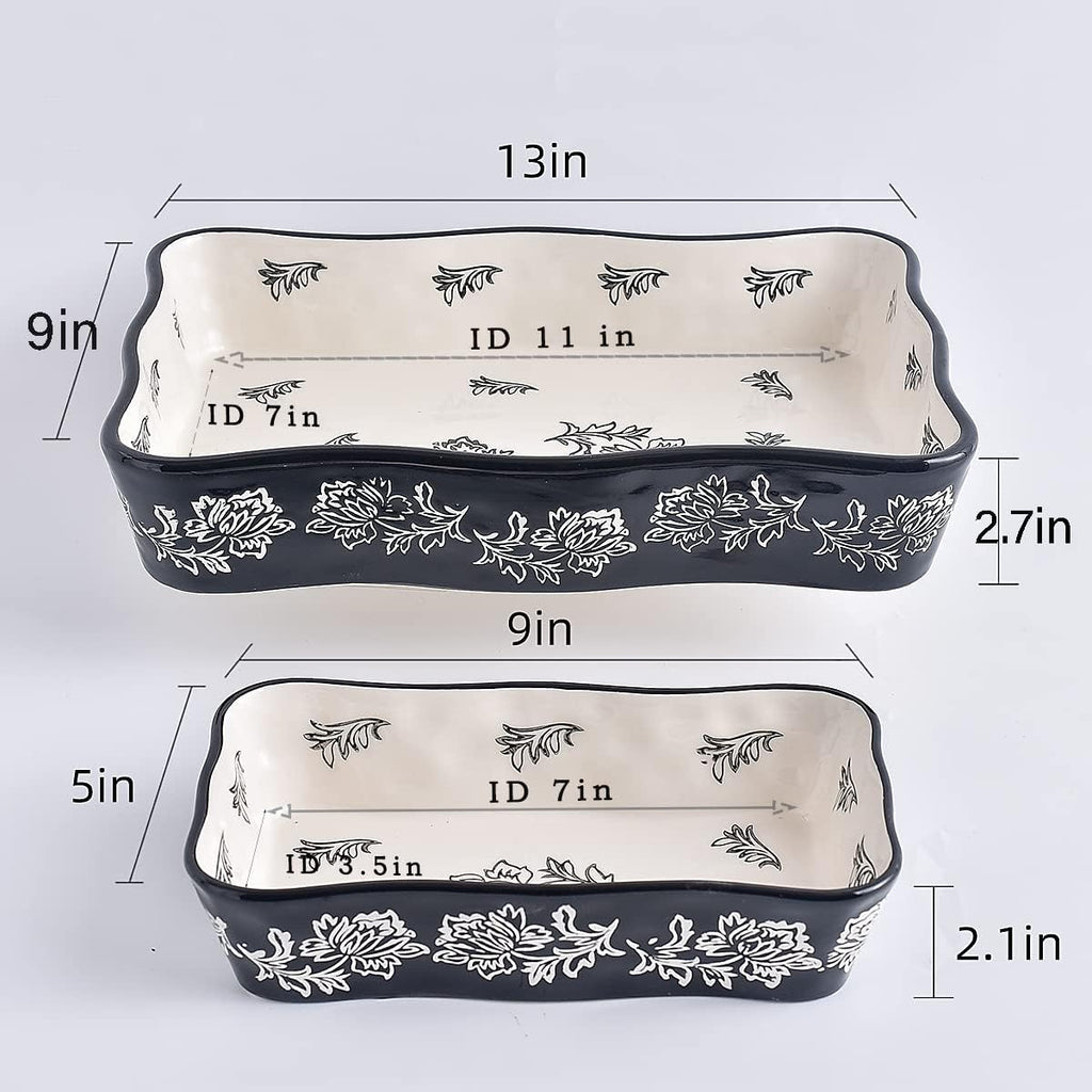 Wisenvoy Baking Dish Set - 2-Piece Ceramic Casserole and Lasagna Pan Bakeware Set | Durable & Stylish