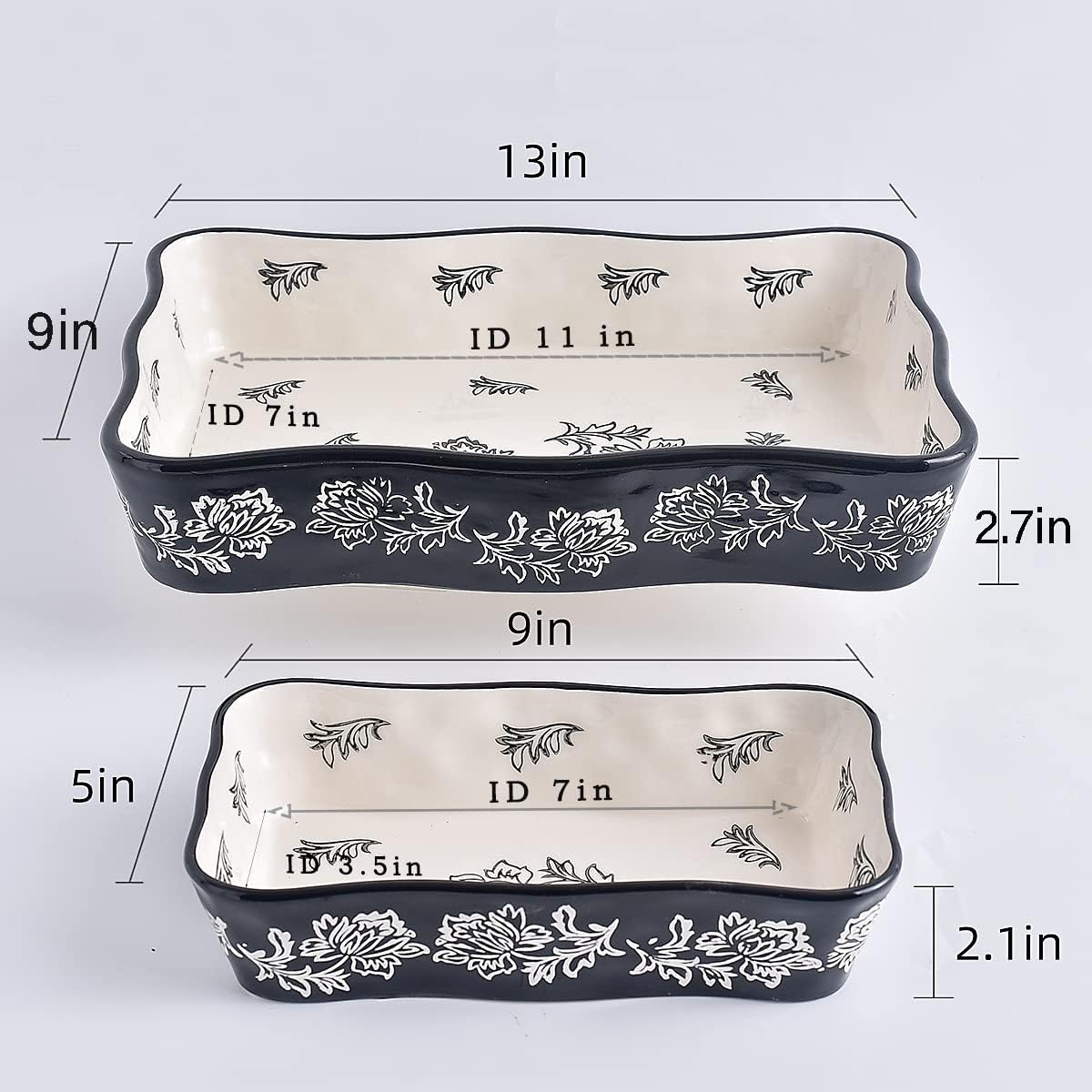 Wisenvoy Baking Dish Set - 2-Piece Ceramic Casserole and Lasagna Pan Bakeware Set | Durable & Stylish
