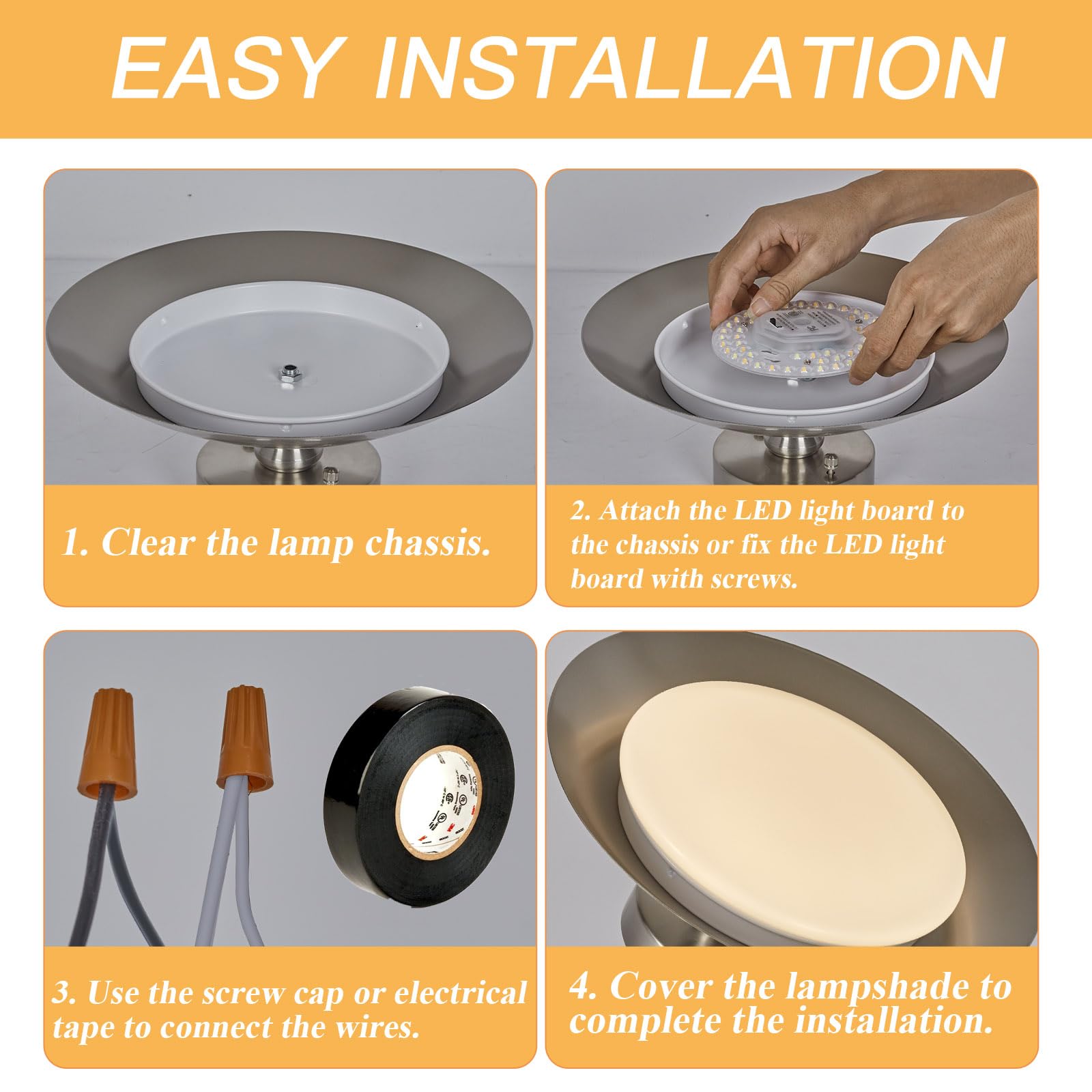 SHENGQINGTOP 5.12'' LED Ceiling Fan Light Retrofit Kit 24W 2200LM Ceiling Light Replacement PCB Board 5CCT 3000K 3500K 4000K 5000K 6000K Adjustable 120V CRI80 Dimmable