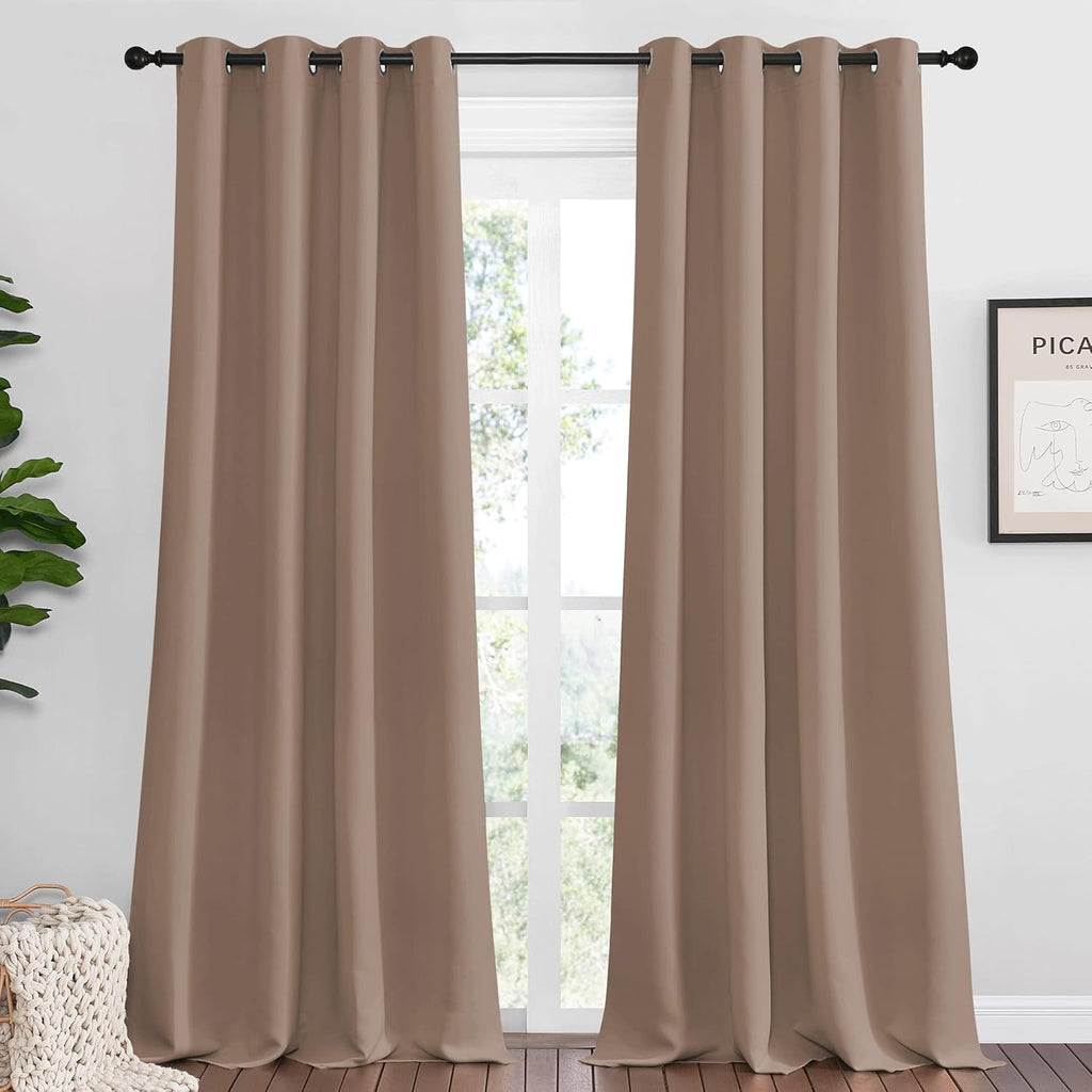 NICETOWN Blackout Curtains - Thermal Insulated Grommet Drapes for Bedroom | Set of 2 Panels, 55x90 Inch, Cappuccino