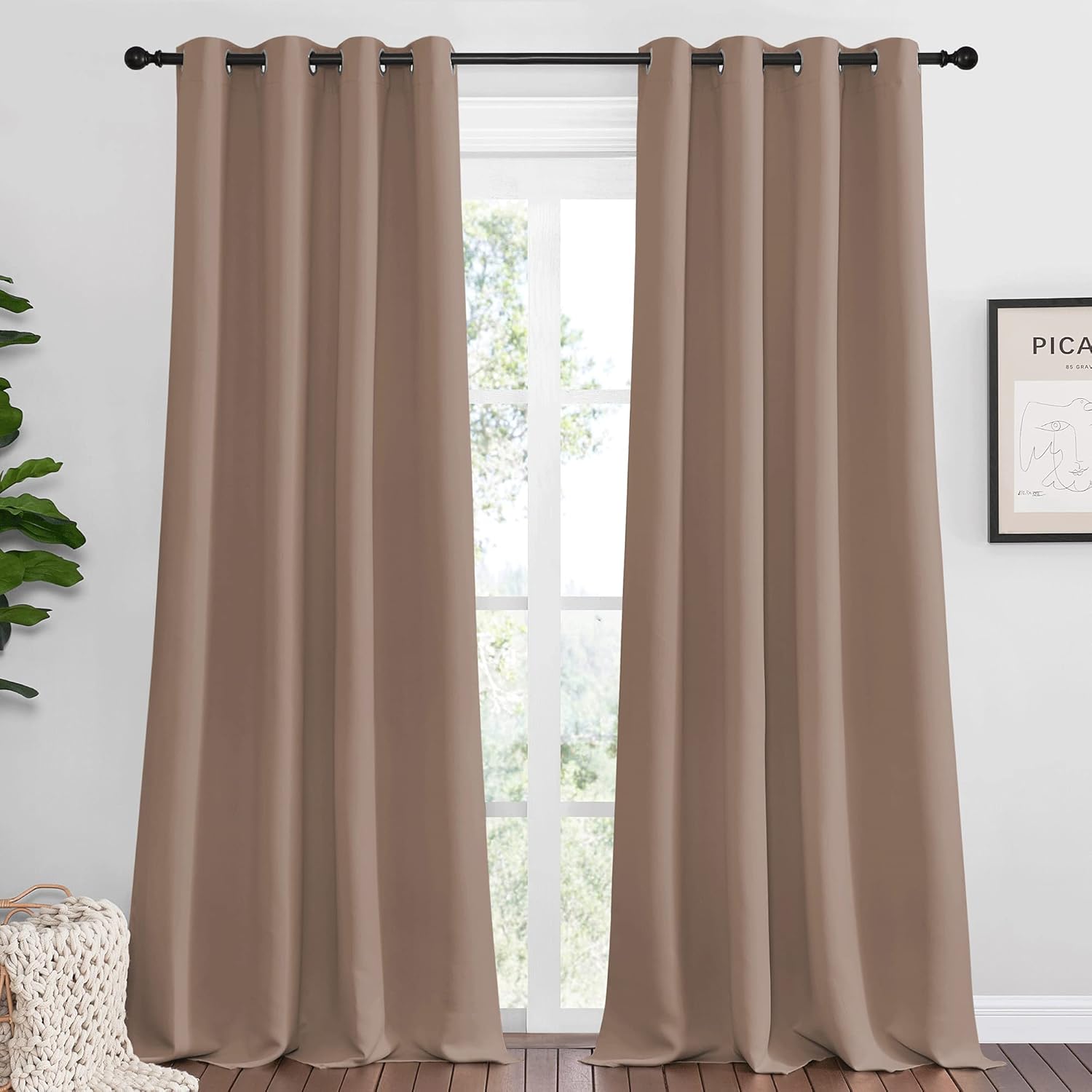NICETOWN Blackout Curtains - Thermal Insulated Grommet Drapes for Bedroom | Set of 2 Panels, 55x90 Inch, Cappuccino