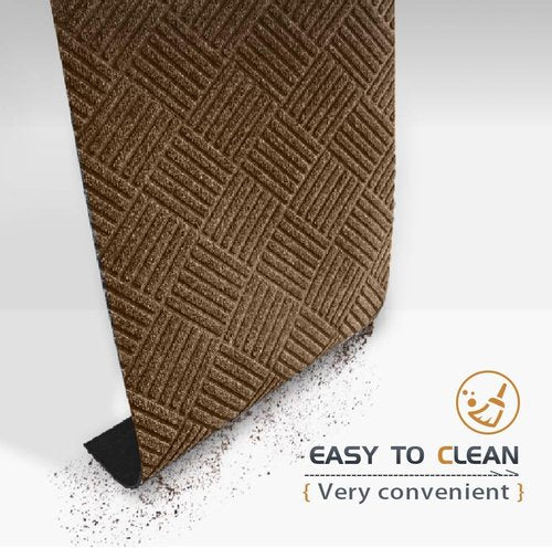 EGO LIFE 100% Waterproof Doormat - Extra Durable Natural Rubber Backing | Easy Clean, All-Season, 47x35 Brown