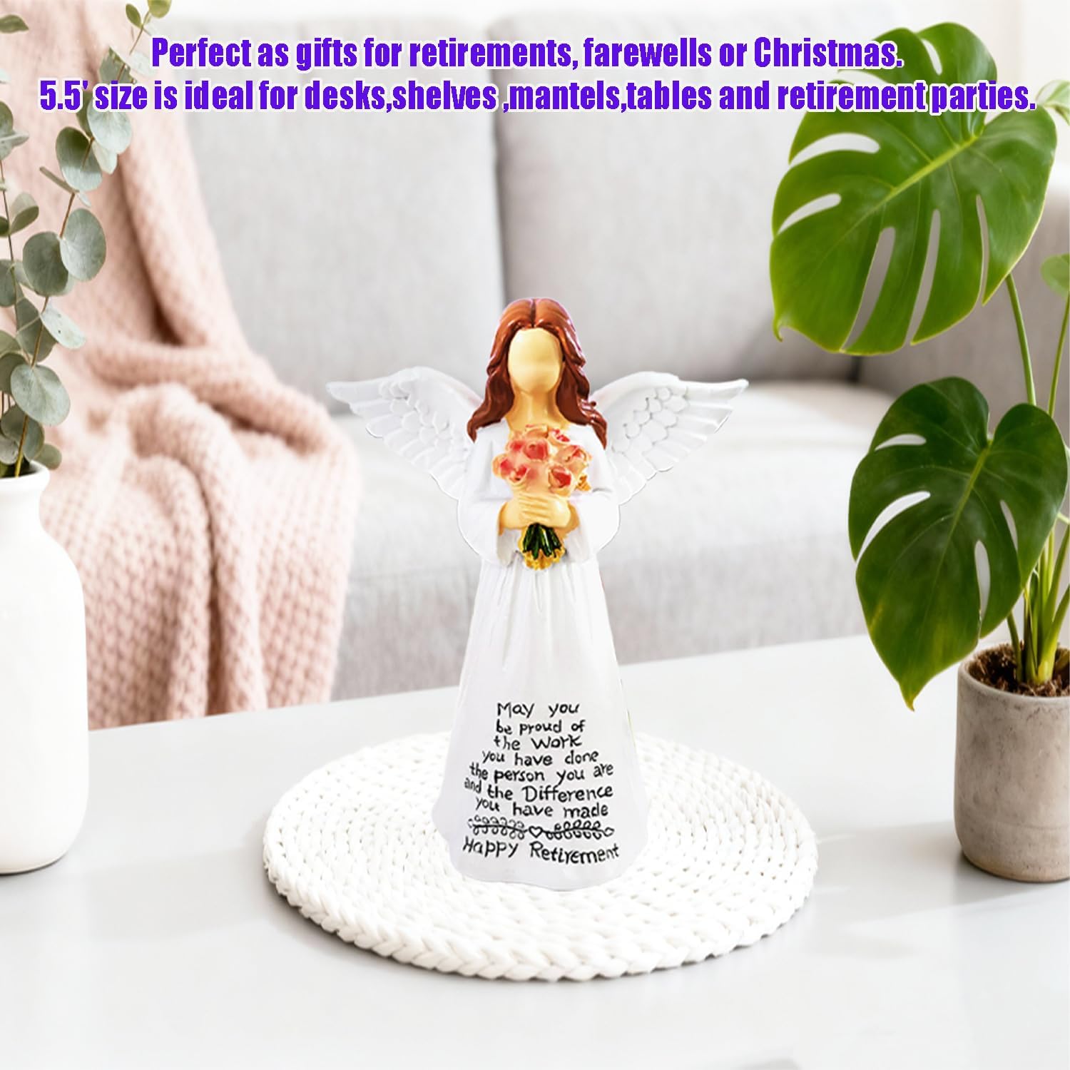 Regine Switzerland 5.5” Angel Figurine - Thoughtful Retirement Gift for Women & Coworkers