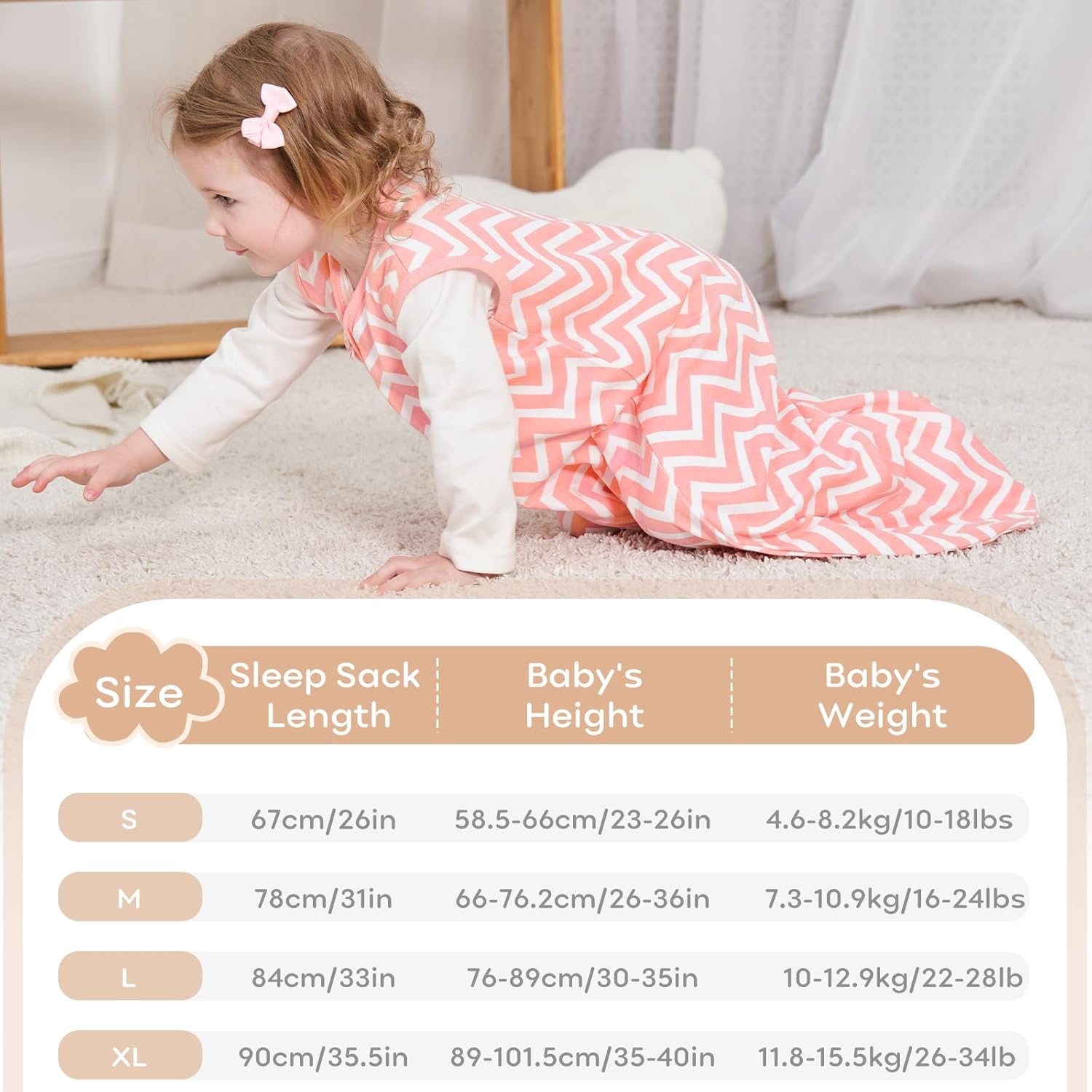 Yoofoss Baby Sleep Sack | 100% Organic Cotton Wearable Blanket for 12-18 Months | Soft & Lightweight 3-Pack
