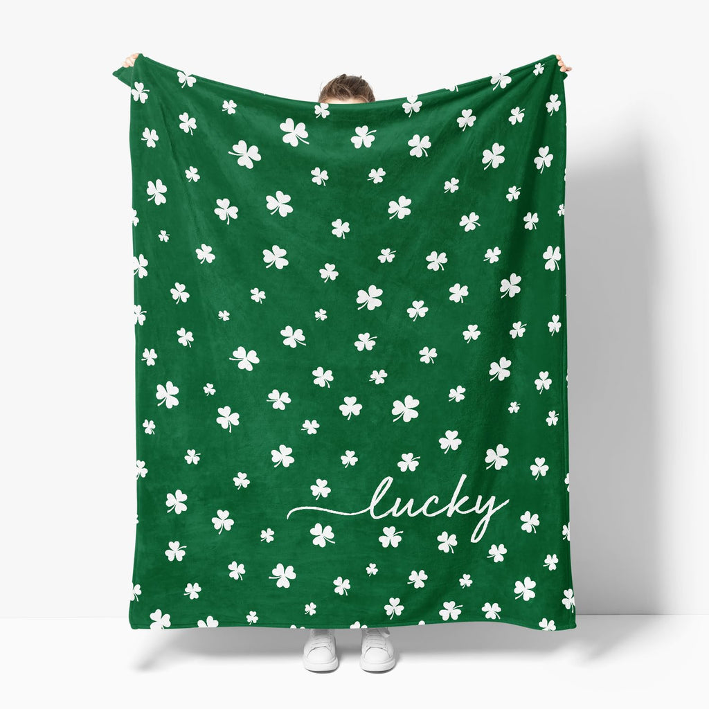 Horaldaily St. Patrick's Day Flannel Blanket Throw, Irish Clover Shamrock Green Soft Fuzzy Plush Cozy Fleece Blankets for Couch Sofa Bed Lounging, Ideal Gifts for Kids Adults Self, 50x60