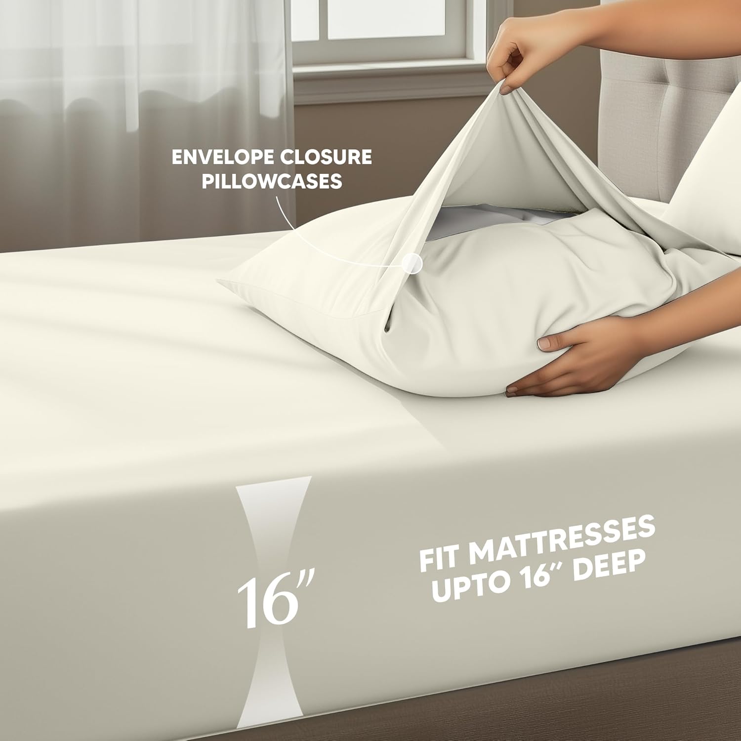 Utopia Bedding Queen Size Sheet Set - Soft, Breathable Microfiber | 4-Piece Ivory Bedding Set