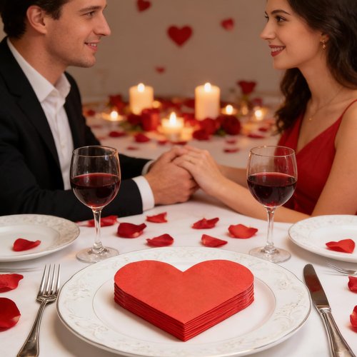 Veart Napkins, 100Pcs Valentines Day Napkins Red Disposable Paper for Valentine's Day Decoration,Wedding, Anniversaries, Birthday Party