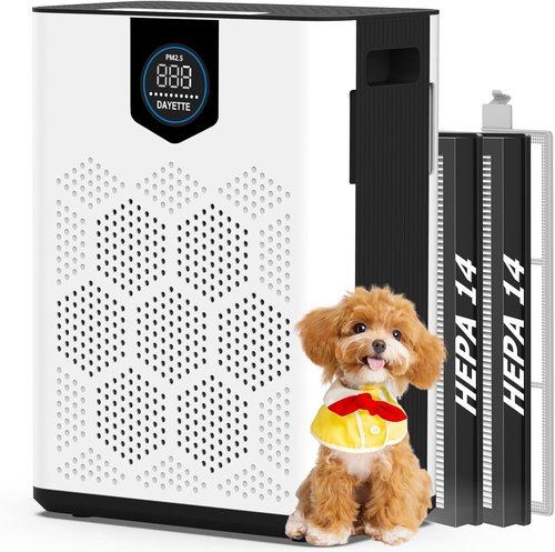 DAYETTE Air Purifier - HEPA 14 Filter for Large Rooms Up to 3000 Ft² | Pet-Friendly Air Cleaner in White