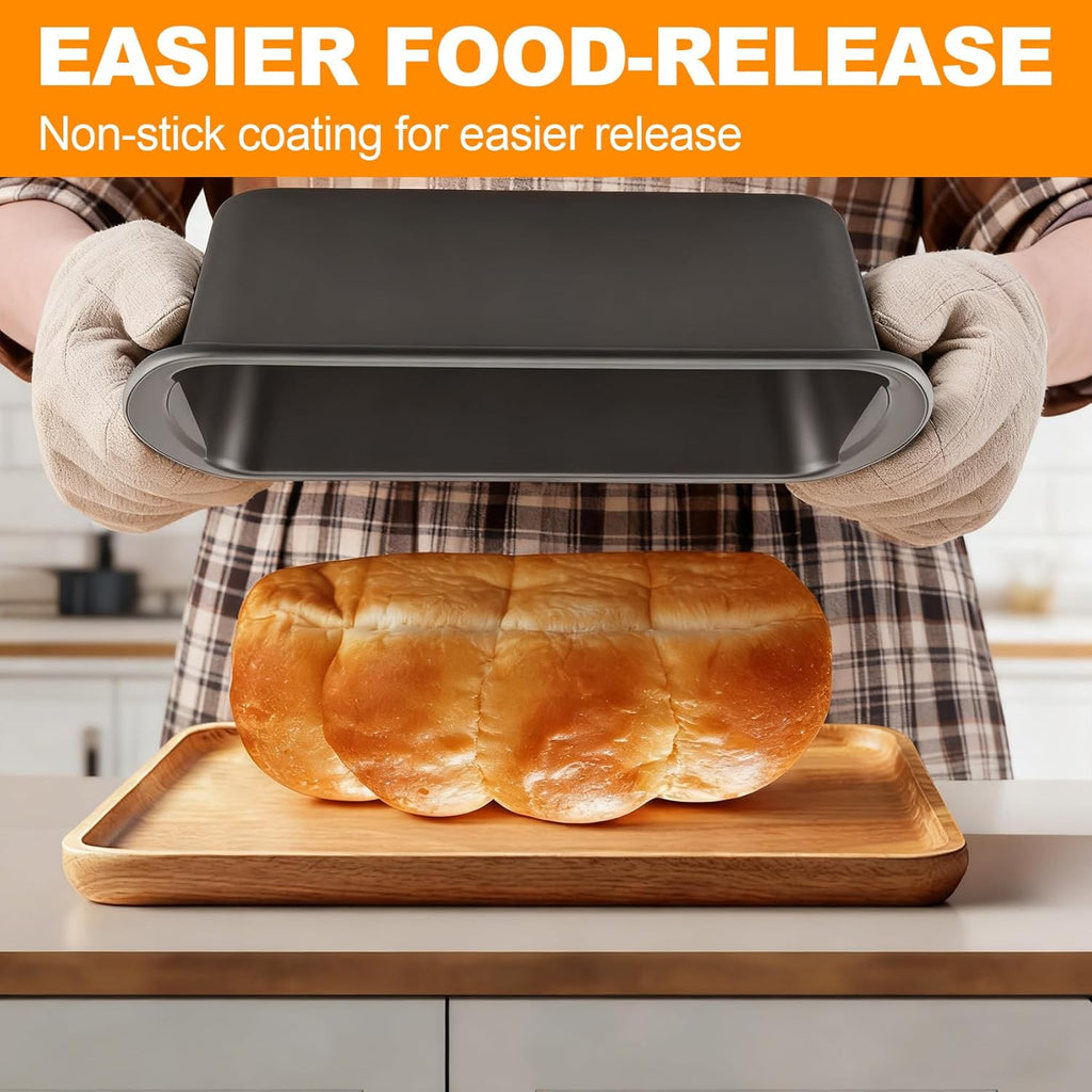 Premium Carbon Steel Non-Stick Loaf Pan - 2-Pack with 50 Parchment Paper Liners | BPA Free, Dishwasher Safe, 10x5