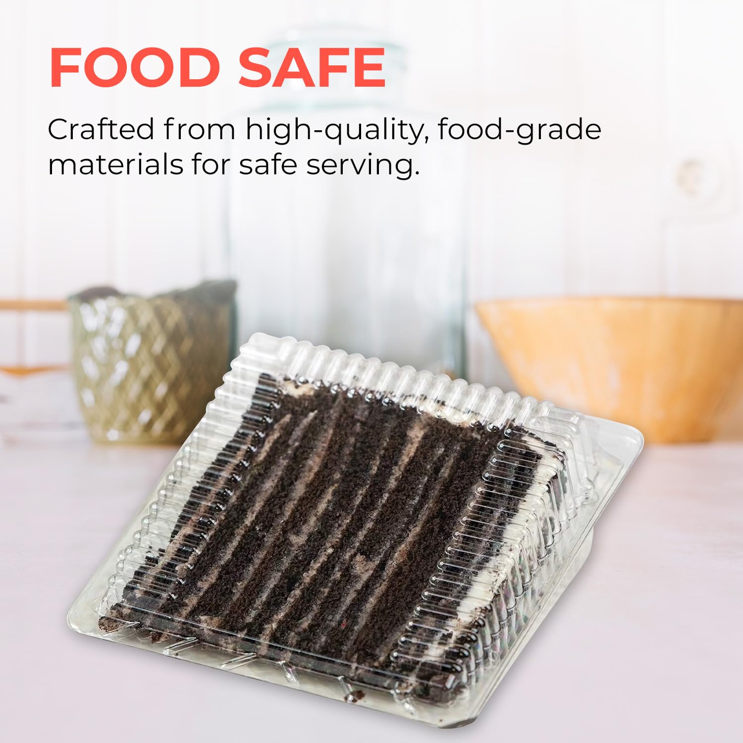 Sideways Cake Slice Containers with Hinged Lids – 30 Pack, Clear Disposable Plastic Dessert Slice Boxes, Leak-Resistant & Stackable – Ideal for Cake, Cheesecake, Pie, Bakery & Party Use