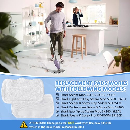 EAGLEGGO Replacement Microfiber Pads for Shark Steam Mop S3251 SE200 4 Packs