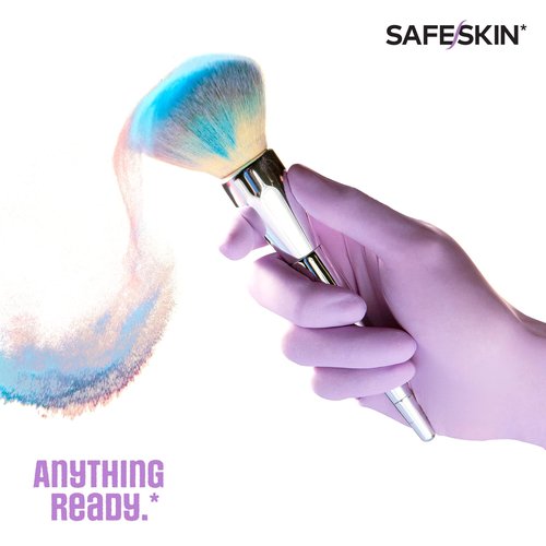 SAFESKIN Nitrile Disposable Gloves, 200 Count, Light Duty, Medium Size, Powder Free - For Food Handling, First Aid, Hair Coloring, Baby and Pet Care - Premium Medical Exam Gloves