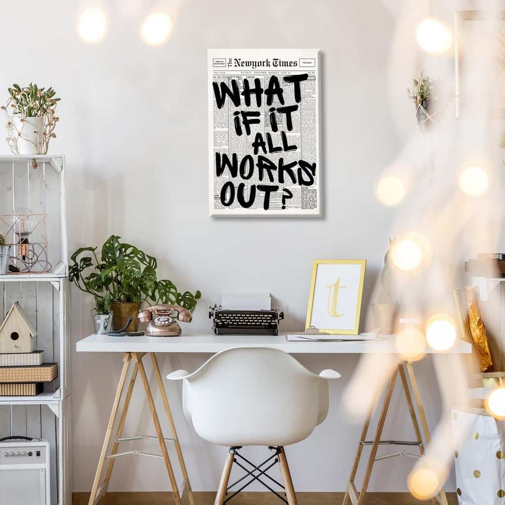 Skiennix Retro Black and White Newspaper Wall Art - Positive Quote Canvas Print | 12x18 Inch Unframed Aesthetic Decor