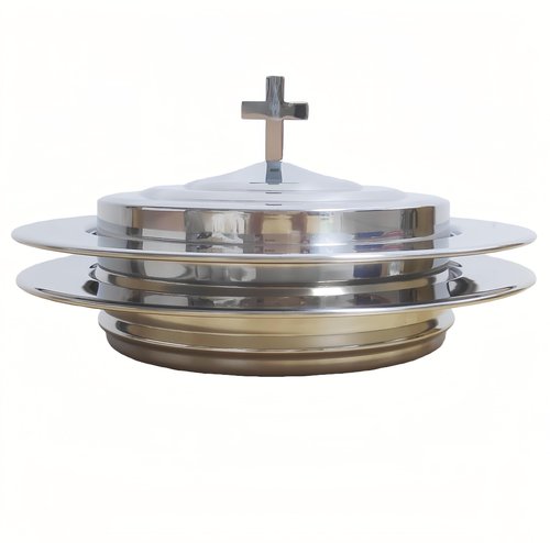 SruiSwei Polished Steel 2 PCS Communion Bread Plate with Cover for Churches,Stackable Communion Bread Tray Plates with Lid, 2 Stacking Communion Plate & 1 Bread Plate Lid