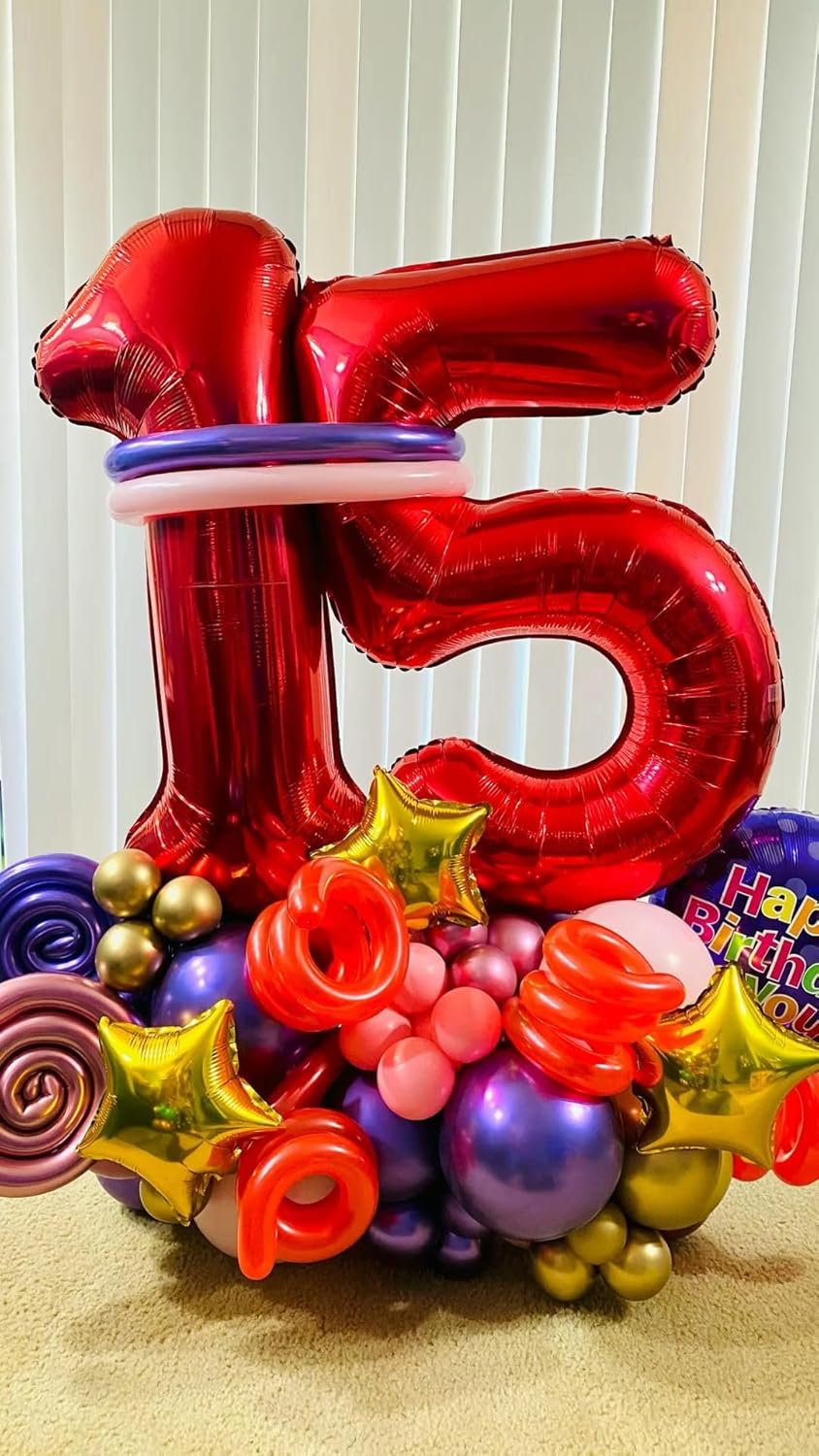 Red Number 1 Balloon - 40 Inch Shiny Red Birthday Decoration for Baby Boy/Girl First Birthday