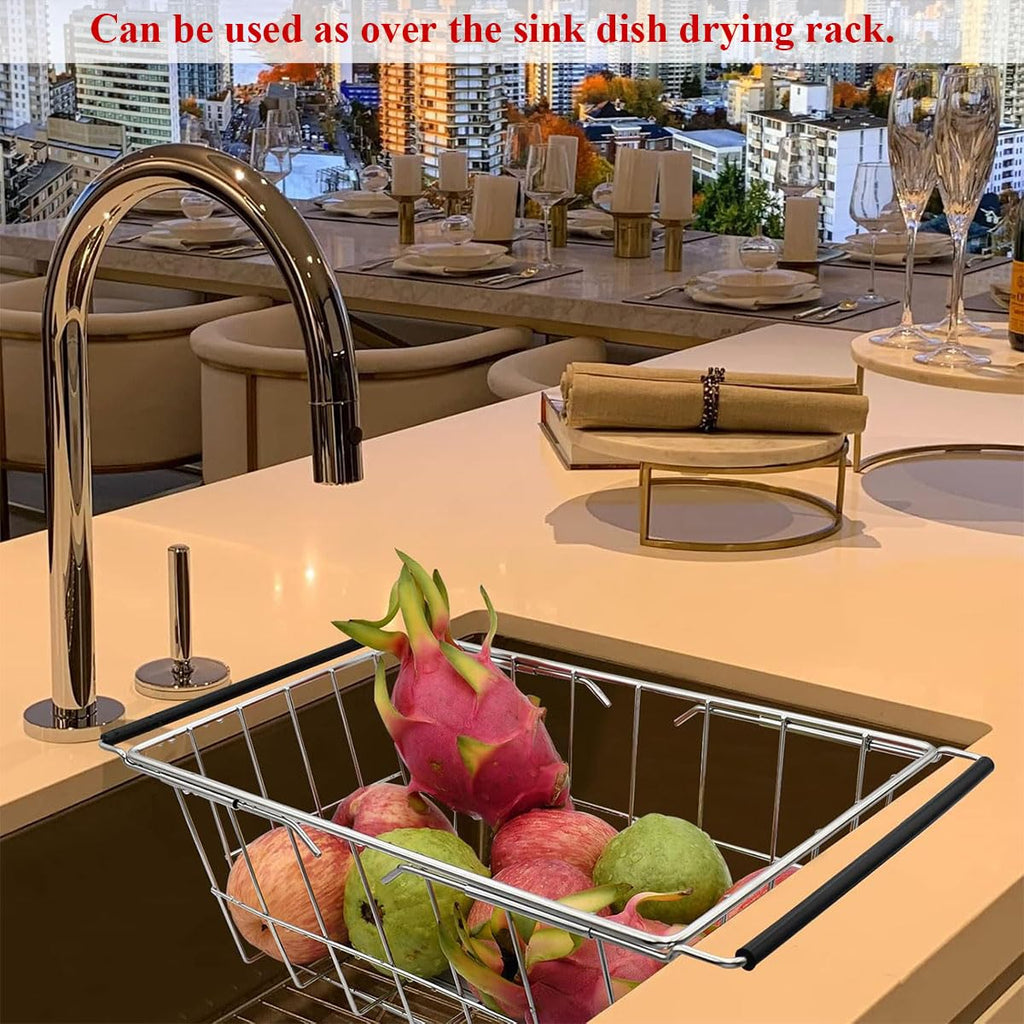 Orgneas Expandable Chest Freezer Basket, Stainless Steel Hanging Deep Freezer Organizer Bins Adjustable Handles (16.5" ~ 20") Wire Basket Storage Rack, Fits 5 Cu.FT and 7 Cu.Ft Chest Freezer