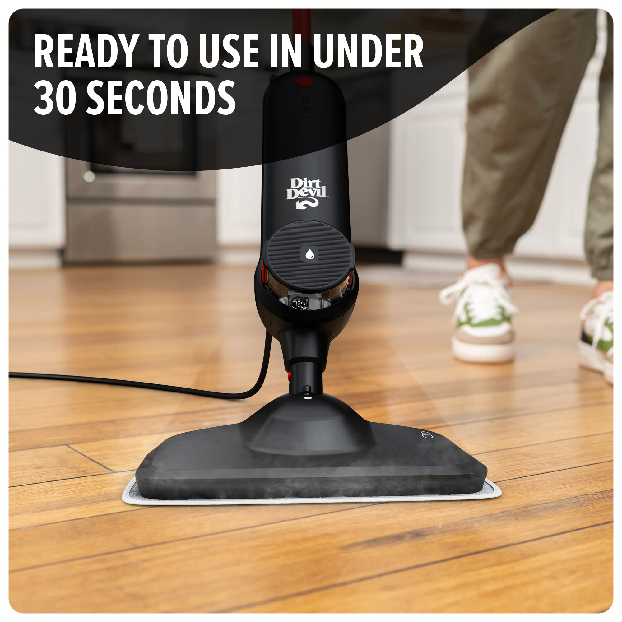 Dirt Devil Steam Mop, Hard Floor Cleaner Machine, 3-Mode Steam Cleaner Machine, Ready to Use in 30 Seconds, Ideal for Hardwood, Vinyl, Tile, Grout and More